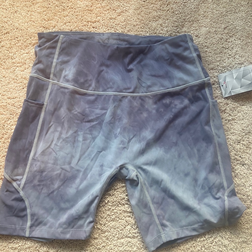 Purple tie dye biker shorts